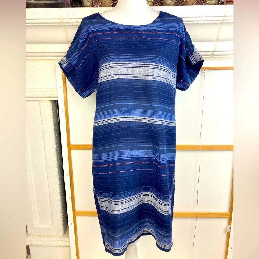 Old Navy NWOT stunning linen cotton Striped Dress Southwestern Vibe